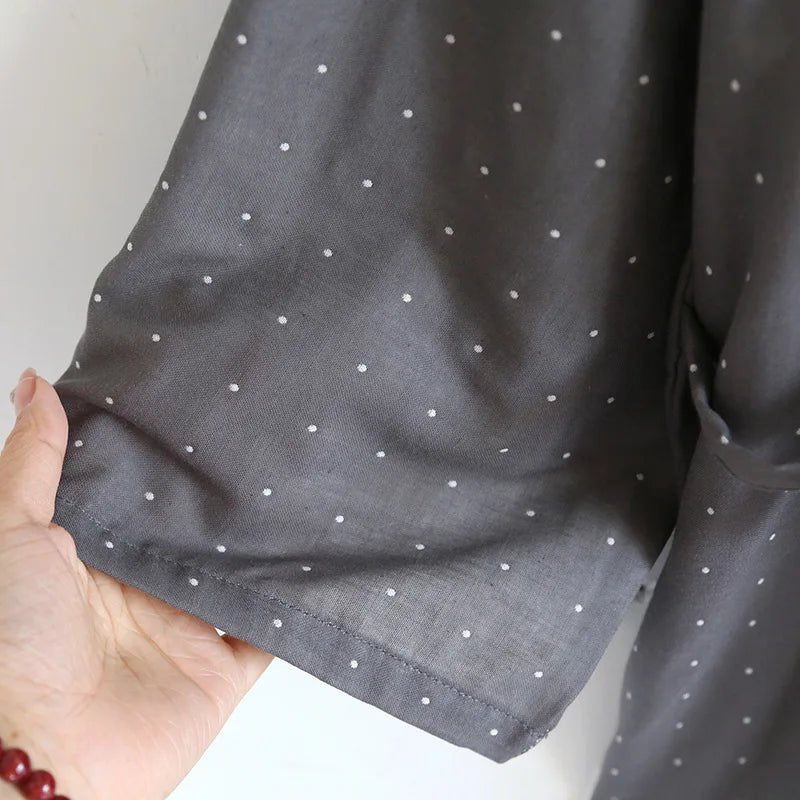 Kimono Robes Pajamas Set for Spring Autumn and Summer Thin Men's Cotton Loose Fit Large Size Half Sleeve Sleepwear Set - Kenner House Emporium