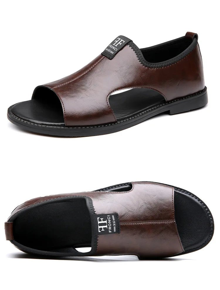 Sandals for Men Brand Casual Shoes Outdoor Fashion Men's Slippers Comfortable Beach Shoes High Quality Leather Men Flat Sandals - Kenner House Emporium