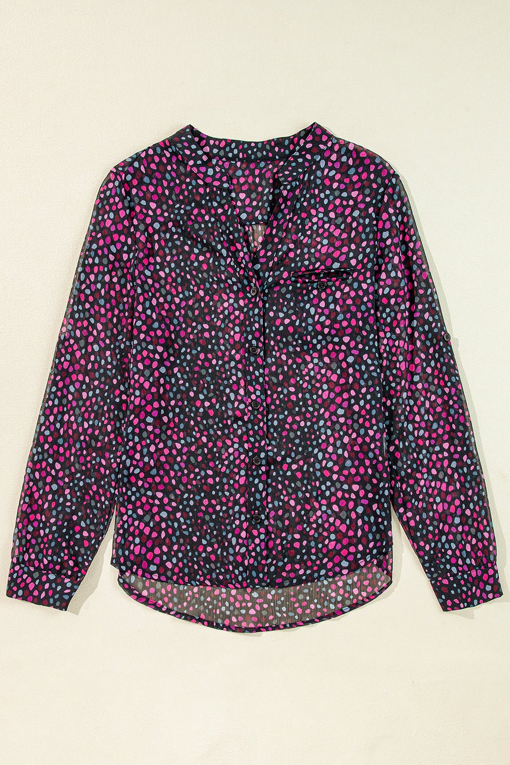 Grape Wine Polka Dot Print Buttoned Shirt - Kenner House Emporium