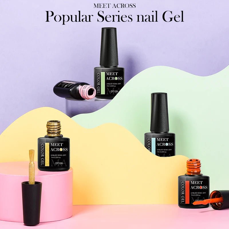 MEET ACROSS 8Pcs/Set Fluorescent Gel Nail Polish Summer Spring Colorful Laser Glitter Nail Art Gel Varnish Manicure For Nails - Kenner House Emporium