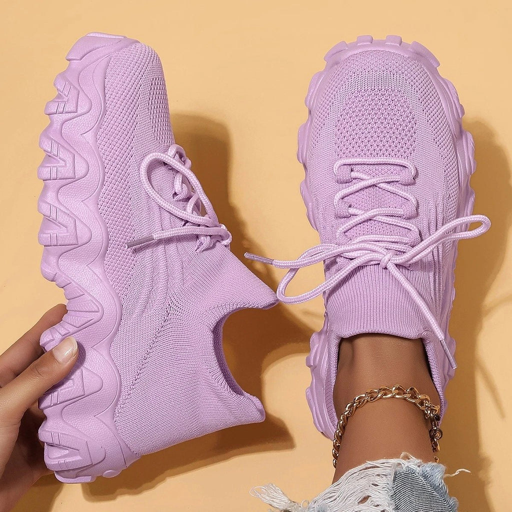 Spring Pink Sneakers Woman Shoes Casual Breathable Mesh Sneakers for Women Platform Slip - on Knitted Socks Sneakers Ladies - Kenner House Emporium