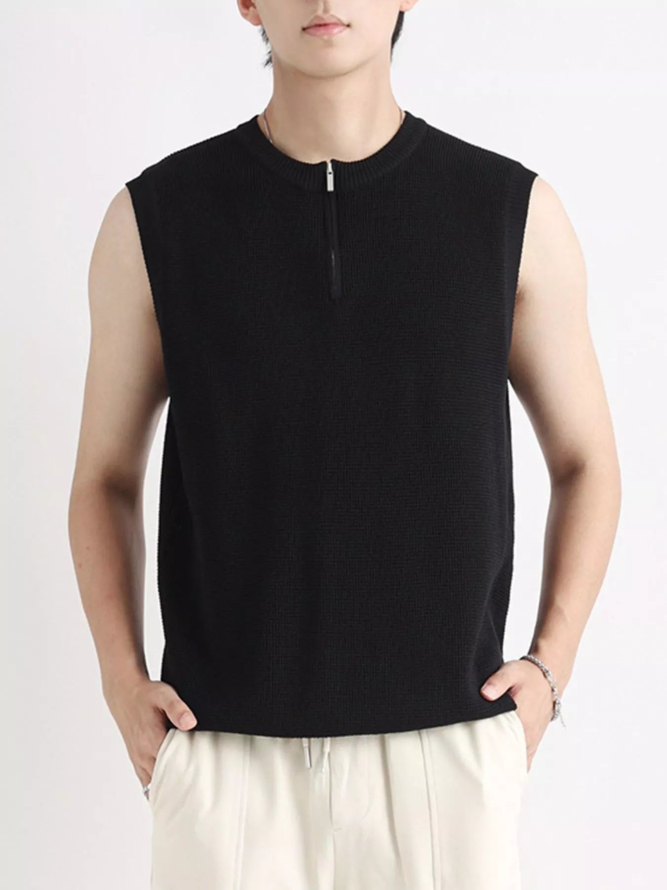 Men's Plus Size Knitted Zip - Up Tank - Kenner House Emporium