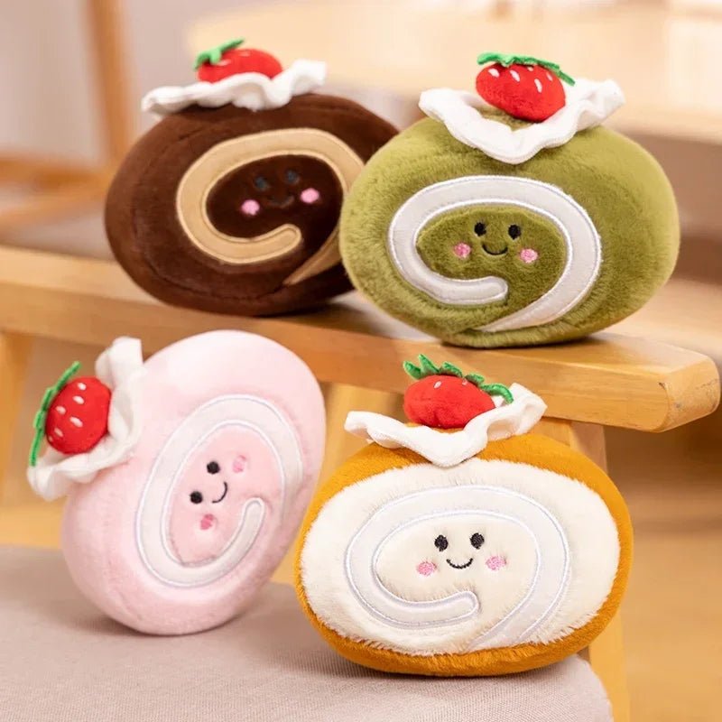 Stuffed Cake Plushie Strawberry Swiss Roll Plush Toys Cute Face Cream Snack Party Decor Party Gift Toys For Kids Birthday - Kenner House Emporium
