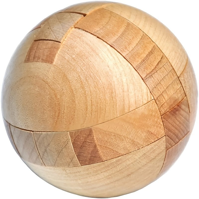 Puzzle Magic Ball | Plywood Brain Teaser Puzzle Ball for Adults, Wheat Color, Uncharged - Kenner House Emporium