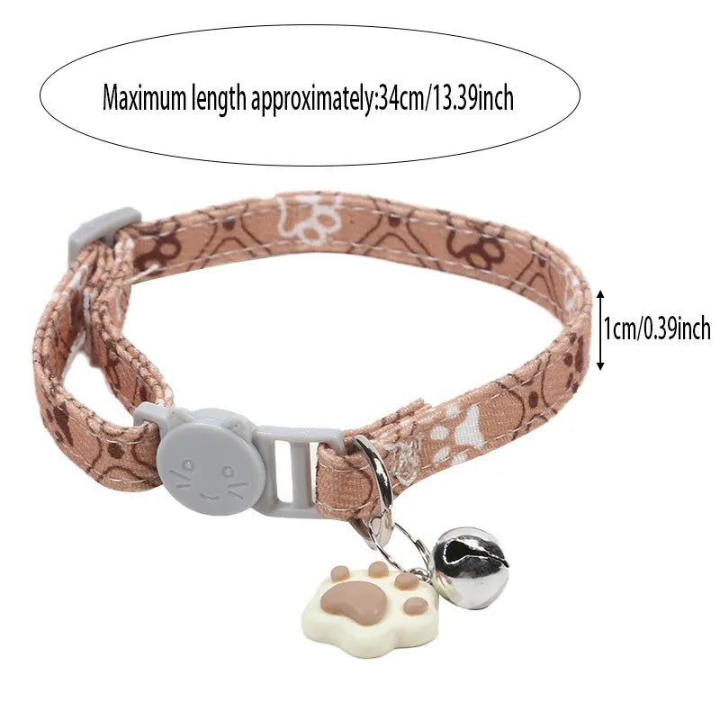 Pet Collar With Bell Cartoon Footprint Colorful Dog Puppy Kitten Collar Adjustable Safety Bell Ring Necklace Pet Accessories - Kenner House Emporium