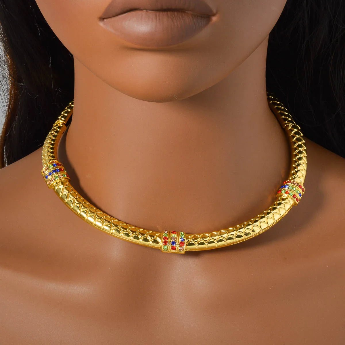 Luxury 18k Gold - Plated Women's Jewelry 4 - Piece Round Necklace Bracelet Earrings Ring Gold Classic Dubai Wedding Gift - Kenner House Emporium
