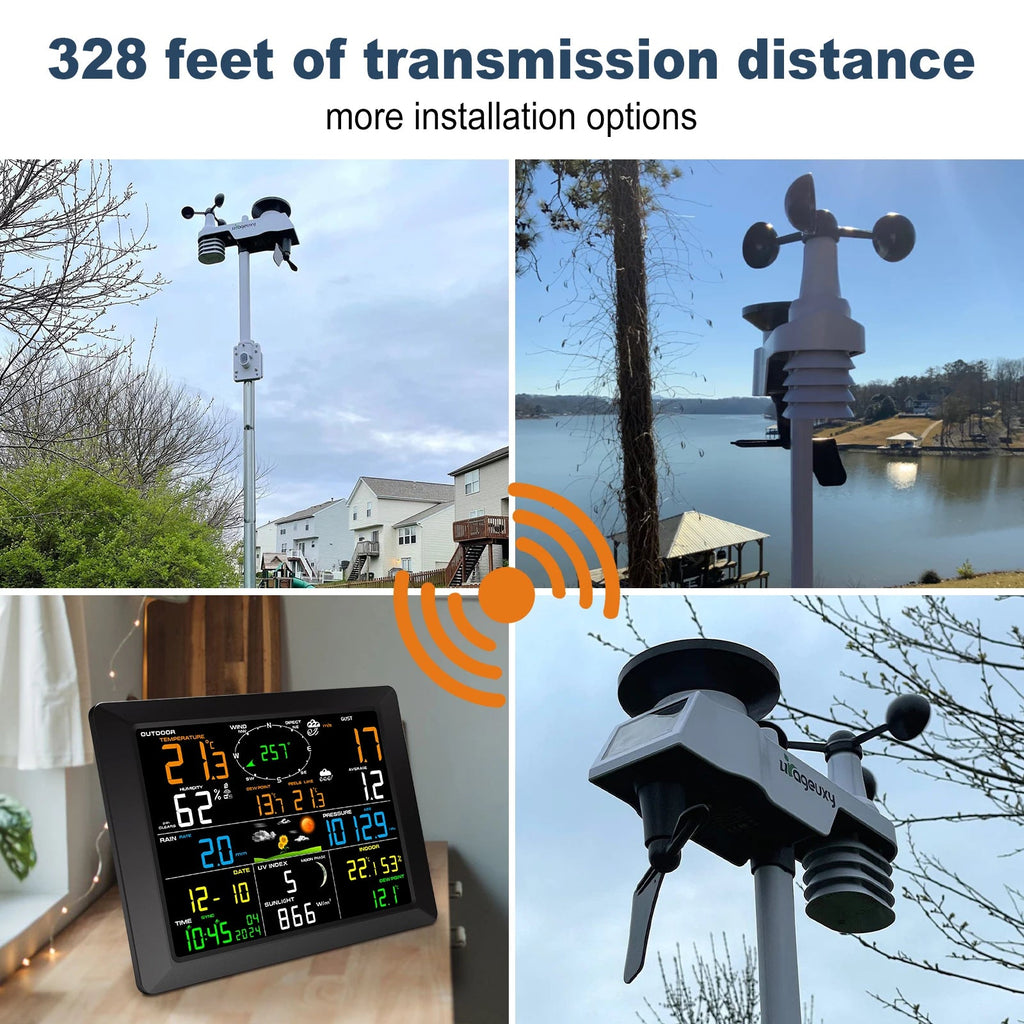 WiFi Weather Station 14 - in - 1 Wireless with Color Display Real - Time Sync to Weather Underground 100m Range Smart Home Sensor - Kenner House Emporium