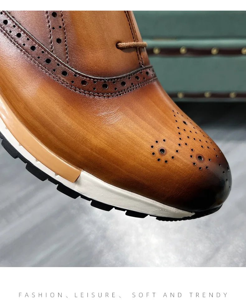 Spring Casual Shoes Men's Genuine Leather Anti - skid Sports Shoes Outdoor Walking Shoes Classic Pointed Breathable Leather Shoes - Kenner House Emporium