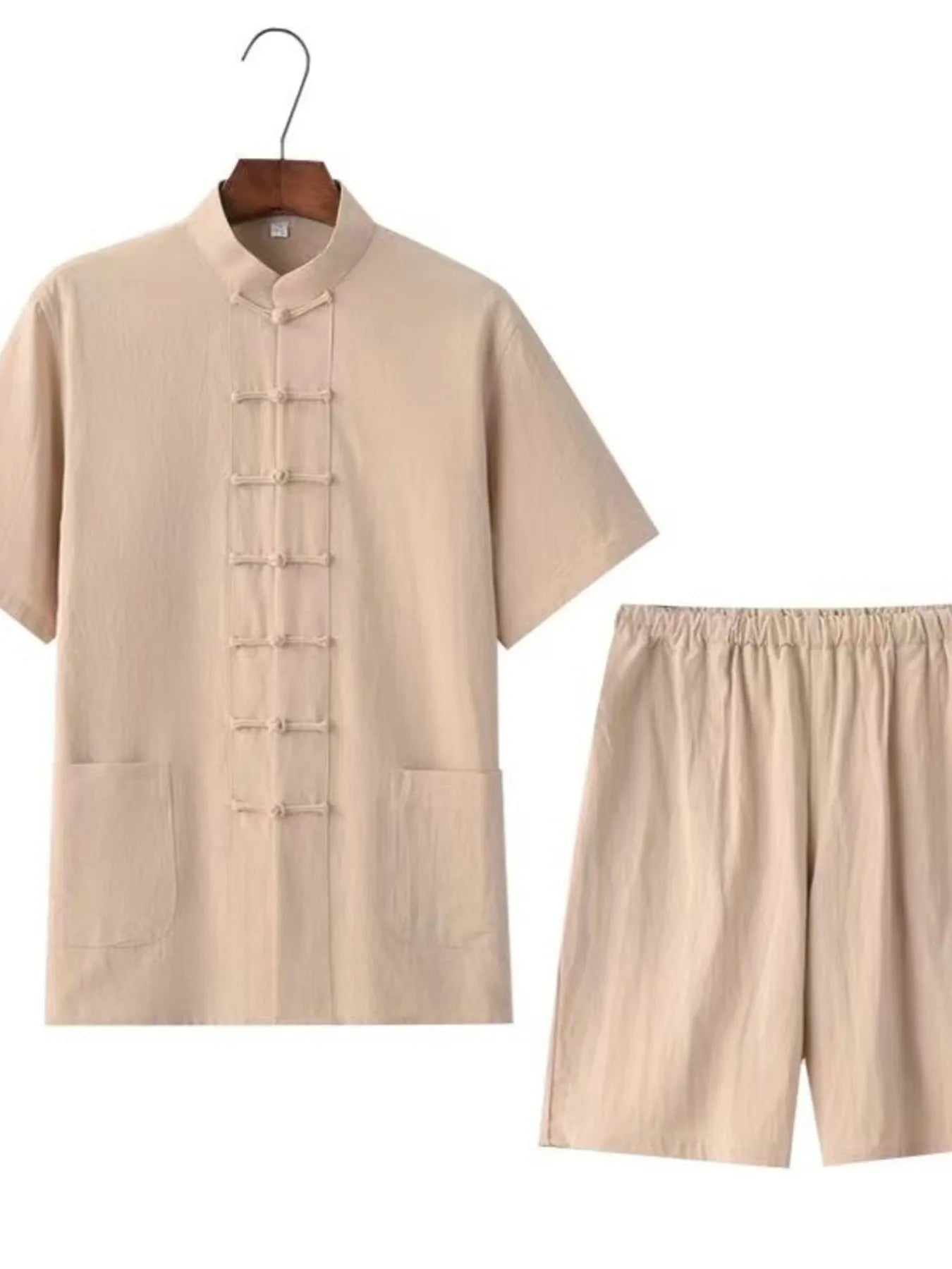 Men's Plus Size Chinese Style Top and Shorts Set - Kenner House Emporium