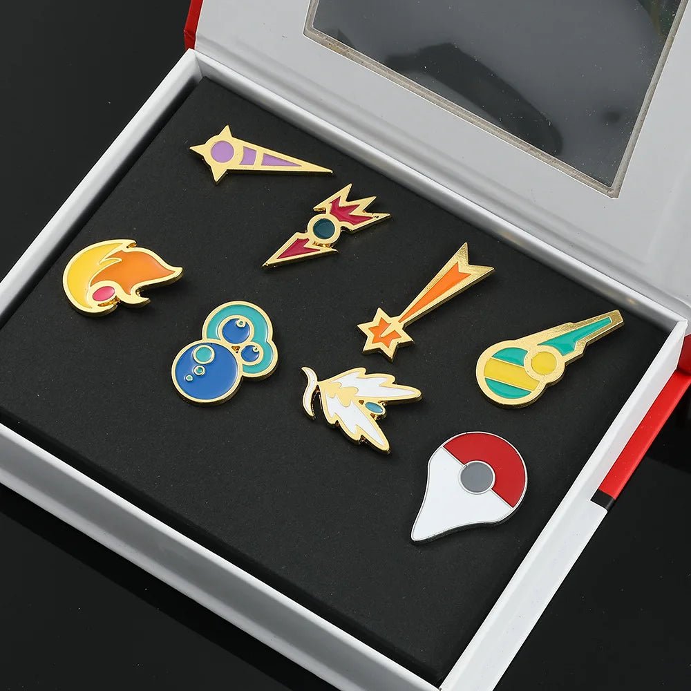 Anime Pokemon Badges Kanto Johto Hoenn Sinnoh Unova Kalos League Region Orange Islands Pins Brooches Box Set Pocket Monster - Kenner House Emporium