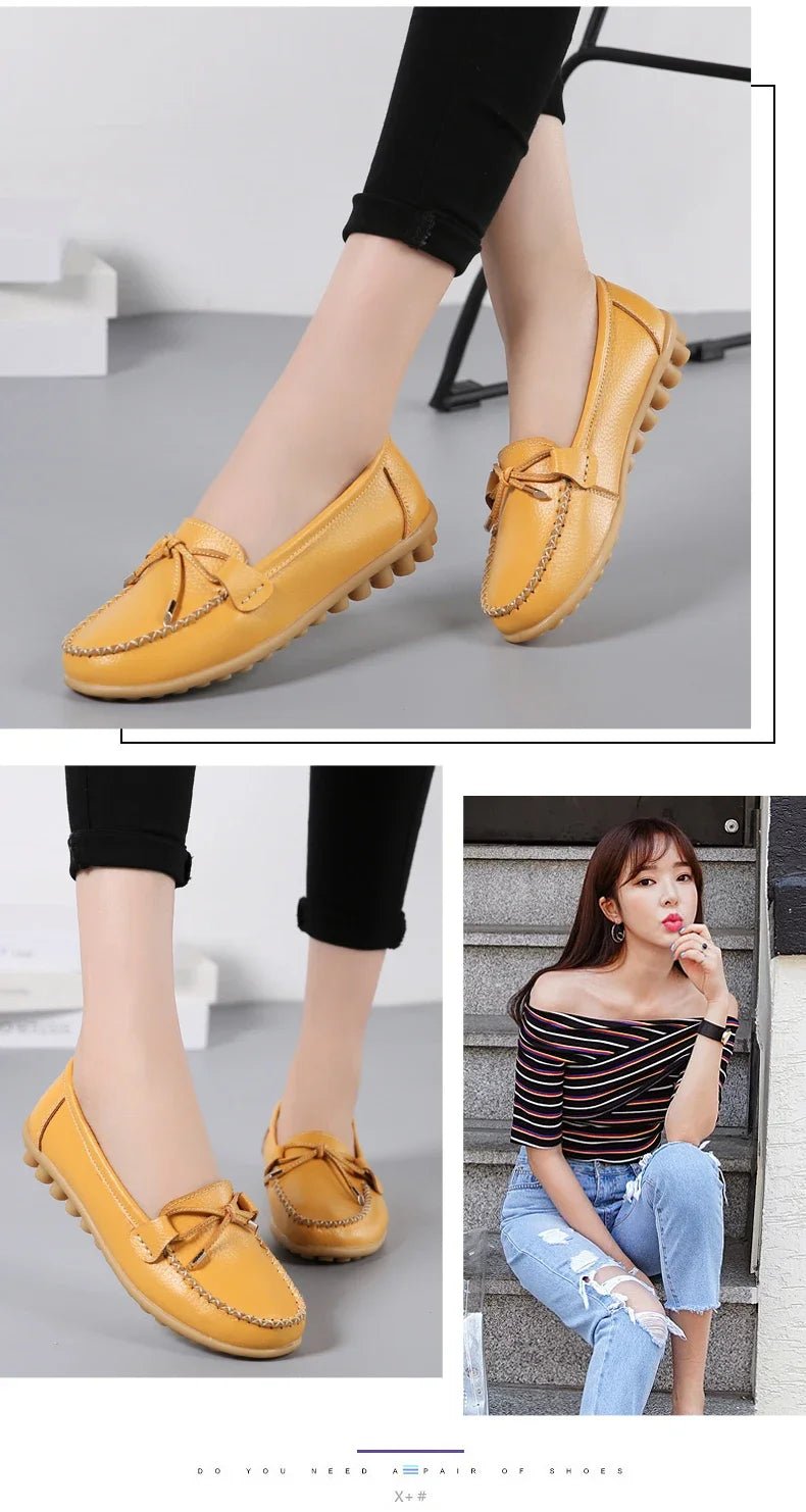 New Woman Flats Shoes Ballet Flat Sneakers Genuine Leather Spring Soft Moccasins Ladies Boat Ballerina Espadrilles Creepers - Kenner House Emporium