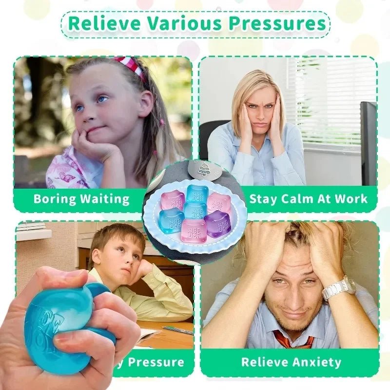 Squishy toys Nee Doh Jellyfish & Cube Squish Toy, Soft Jelly Squeeze Stress Relief Fidget Toy, Sensory NeeDoh for Kids & Adults - Kenner House Emporium