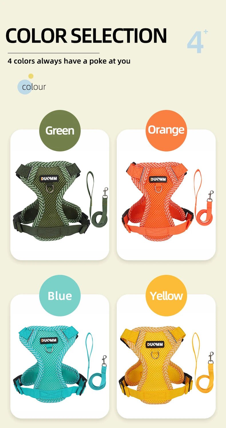 Cat Harness Dog Leash Breathable Mesh Spring Summer Pet Supplies Reflective Outdoor Walk Soft Cat Comfortable Puppy Harness - Kenner House Emporium