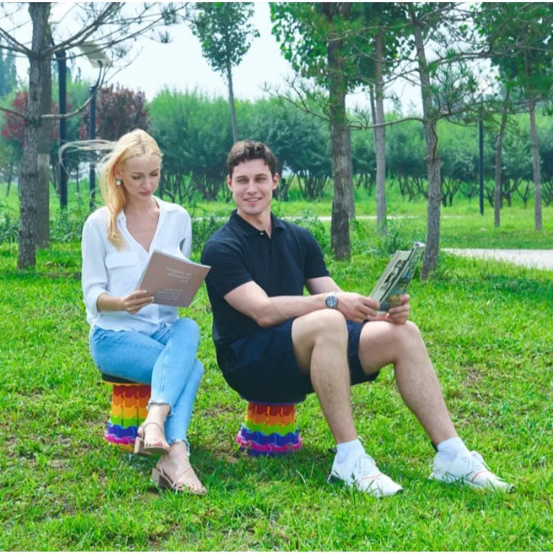 Outdoor telescopic folding stool - portable for queueing during travel, adjustable for home use, retractable seat for camping. - Kenner House Emporium