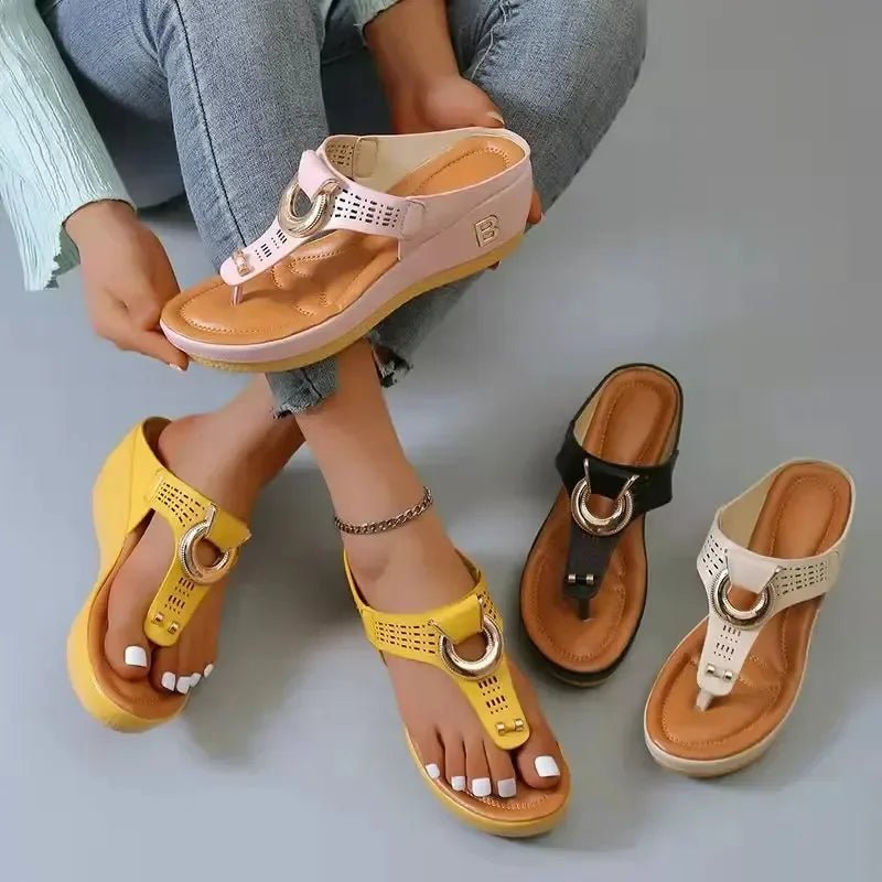 Summer Sandals Women 2025 Big Size Platform Wedges Sandals Slippers Non - Slip Open Toe Flip Flops Ladies Comfortable Beach Shoes - Kenner House Emporium