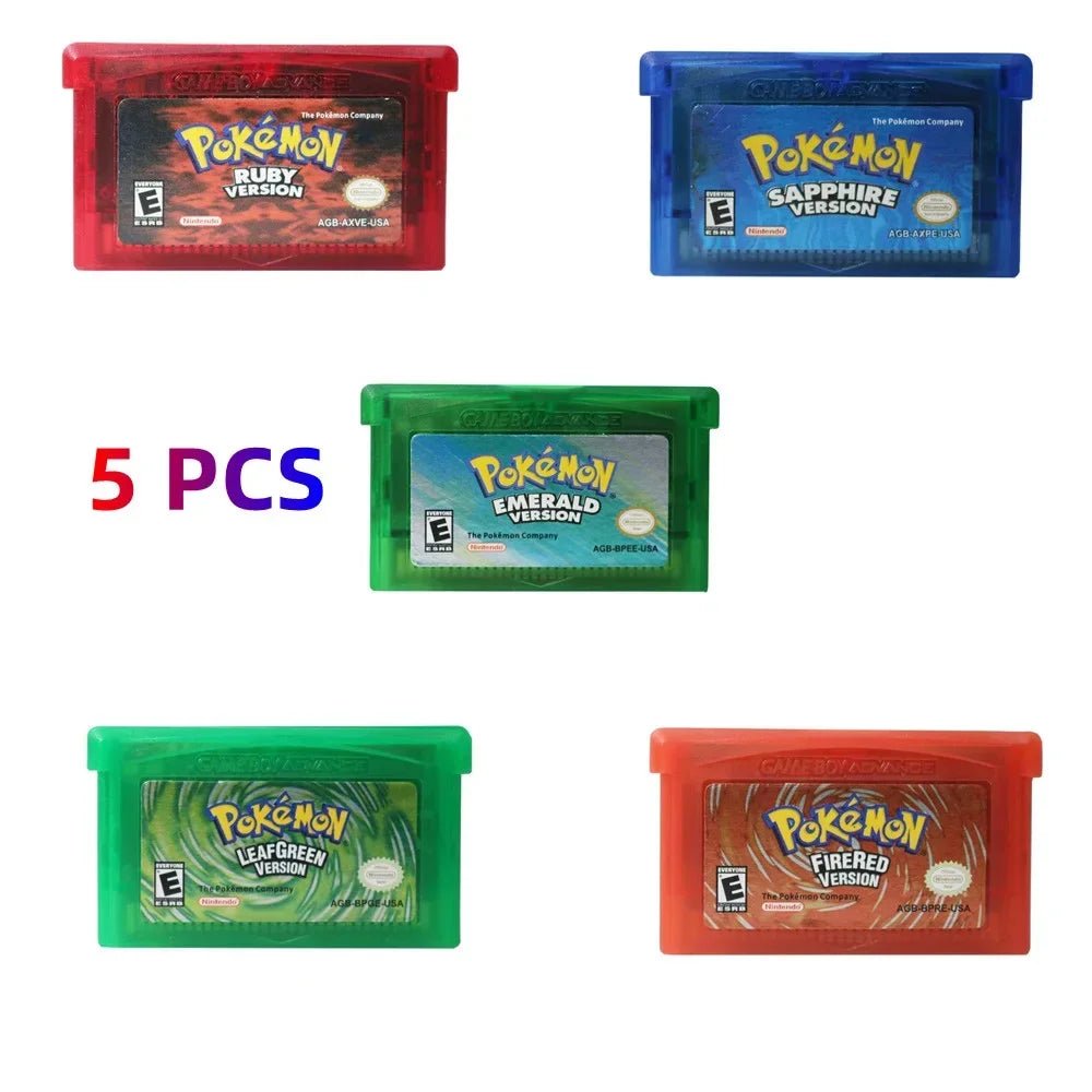 NEW Pokemon Series Emerald FireRed Leafgreen Ruby Sapphire 5 Versions GBA Game in Box for 32 Bit Video Game Cartridge No Manual - Kenner House Emporium