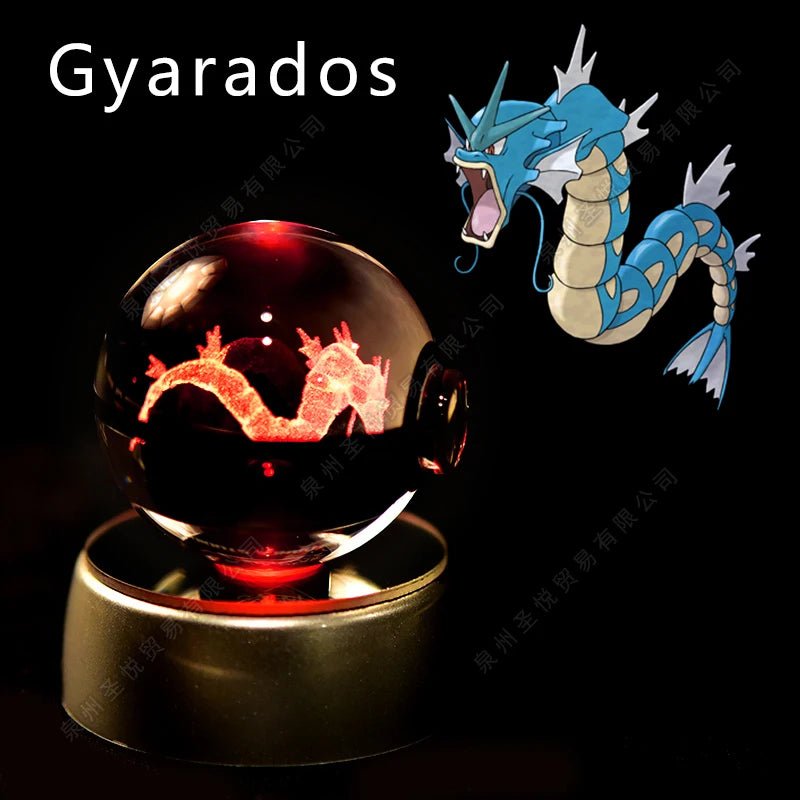 Pokemon Crystal Ball 3D Pikachu Gengar Mewtwo Night Light Lamp Pokeball 3D Glass Pokemon Crystal Ball Statue Kids Birthday Gift - Kenner House Emporium