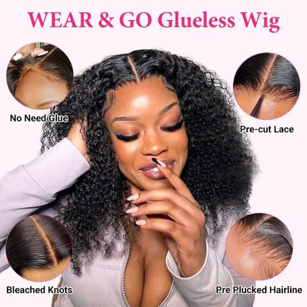 Glueless Bob Wig ISEE Hair Wear And Go Kinky Curly Lace Front Wig Human Hair Short Deep Curly Wigs PrePlucked Human Wigs - Kenner House Emporium