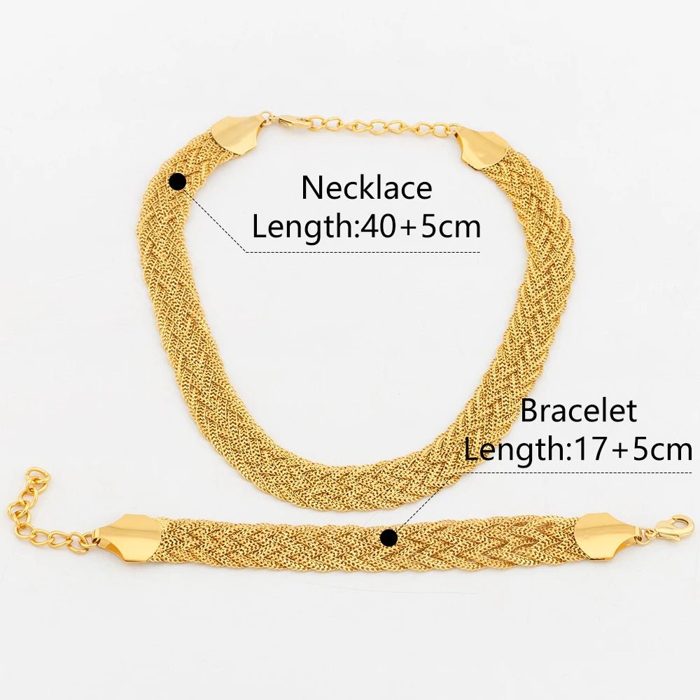 YM 10MM Woven Chain for Women Gold Plated Necklace and Bracelet 40CM Hollow Chain Dubai Africa Luxury Punk Jewellery Accessaries - Kenner House Emporium