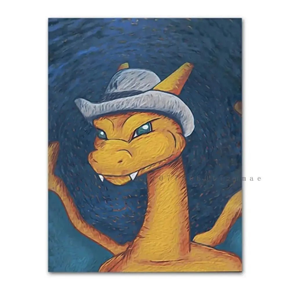 Pokmon Anime Character Pikachu Posters Van Gogh Museum Watercolor Canvas With HD Printed Wall art Pictures For Living Room Gifts - Kenner House Emporium
