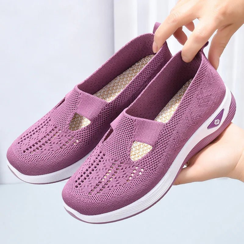 Spring Pink Sneakers Woman Shoes Casual Breathable Mesh Sneakers for Women Platform Slip - on Knitted Socks Sneakers Ladies - Kenner House Emporium