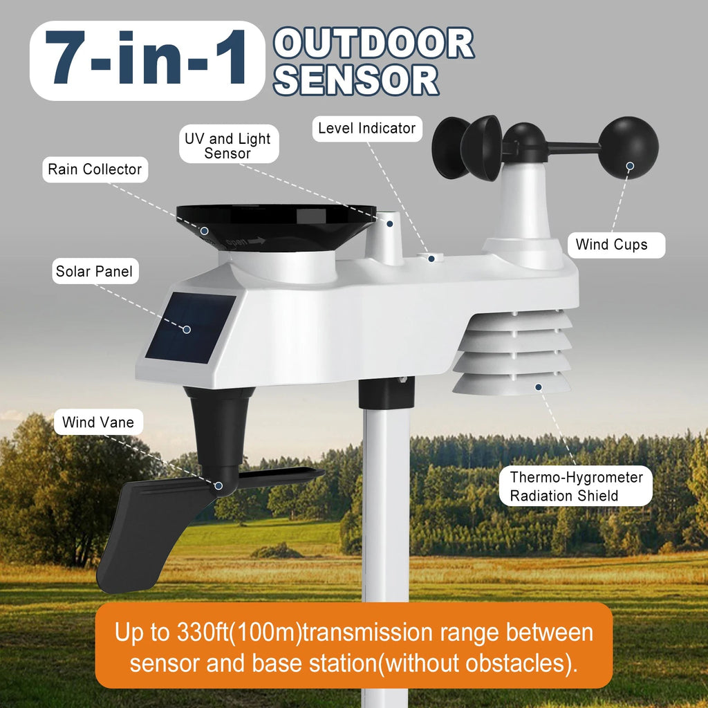 WiFi Weather Station 14 - in - 1 Wireless with Color Display Real - Time Sync to Weather Underground 100m Range Smart Home Sensor - Kenner House Emporium