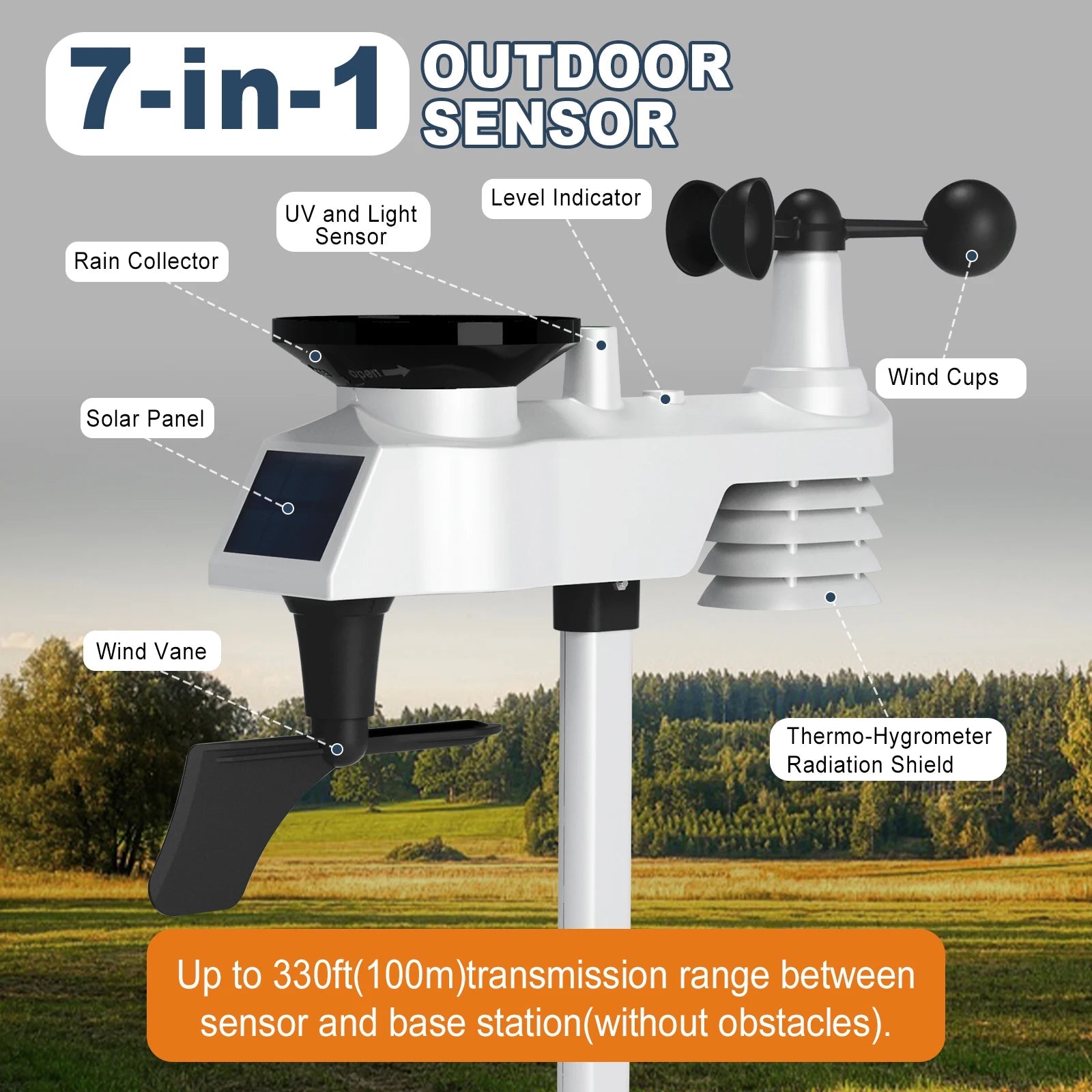 WiFi Weather Station 14 - in - 1 Wireless with Color Display Real - Time Sync to Weather Underground 100m Range Smart Home Sensor - Kenner House Emporium