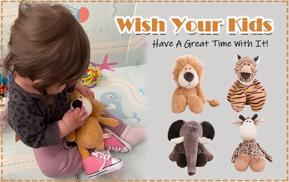 Stuffed Plush Animals Toys Soft Dolls Jungle Lion Elephant Tiger Dog Fox Monkey Deer Children Gift Kawaii Baby Kids Hobbie Toys - Kenner House Emporium