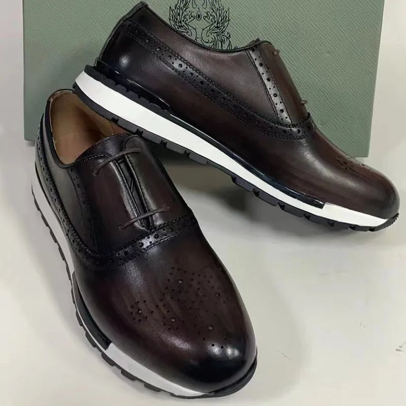 Spring Casual Shoes Men's Genuine Leather Anti - skid Sports Shoes Outdoor Walking Shoes Classic Pointed Breathable Leather Shoes - Kenner House Emporium