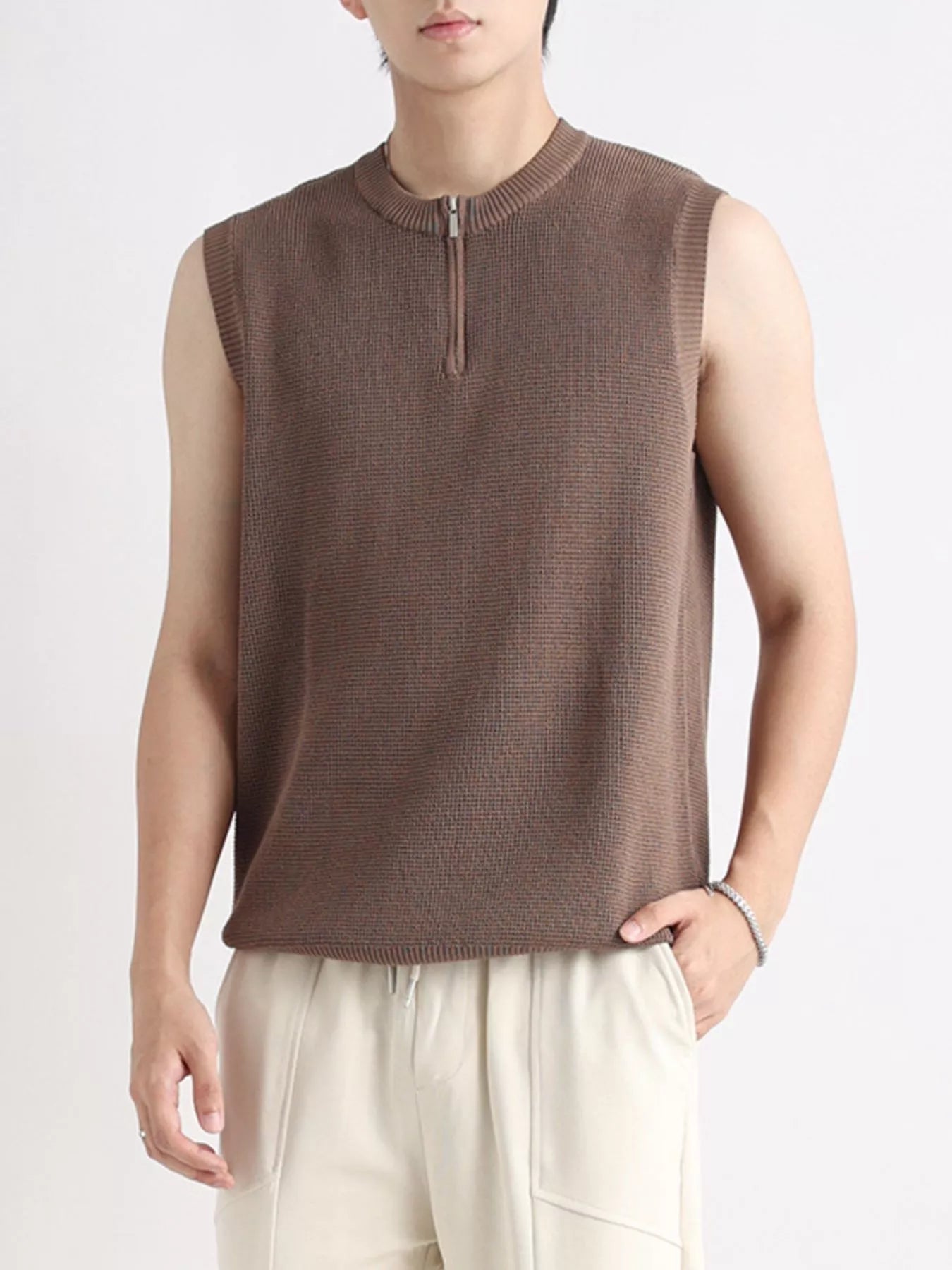 Men's Plus Size Knitted Zip - Up Tank - Kenner House Emporium