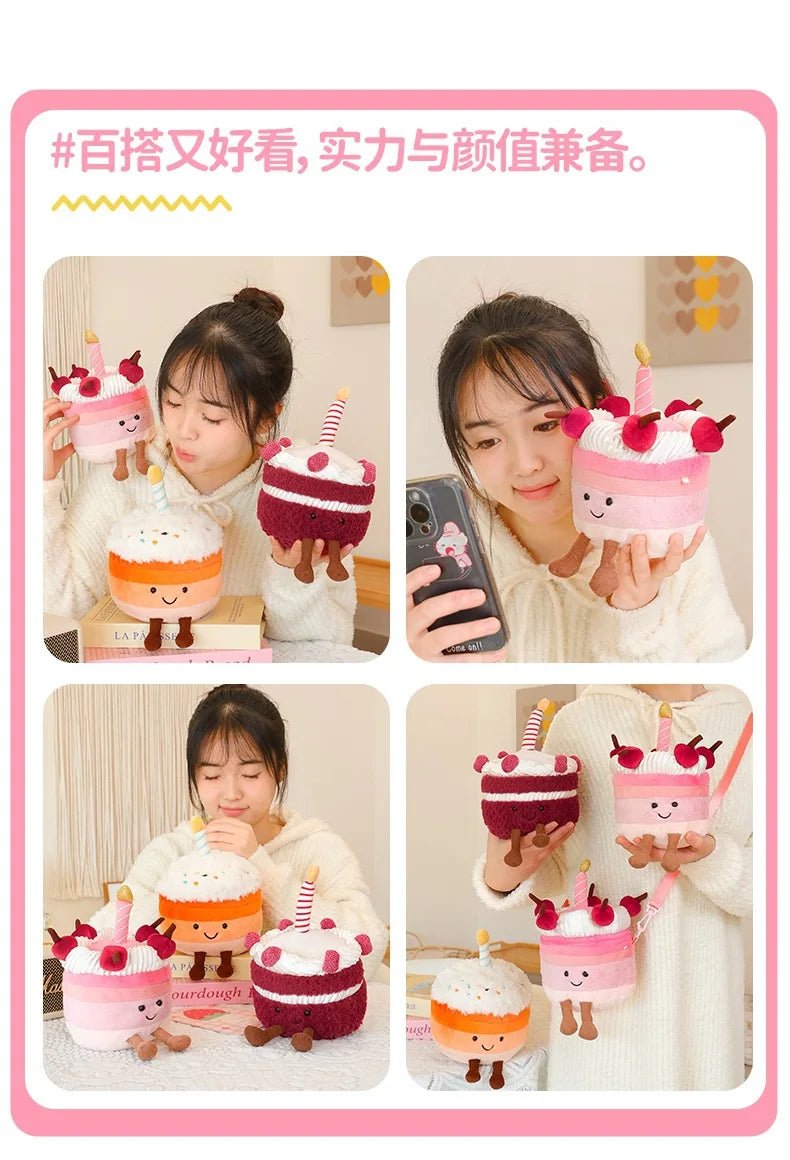 Cute JC Cartoon Cake Plush toys soft soft Doll Stuffed PP Cotton Desktop Ornament Decor Girl Collectible Birthday Surprise Gift - Kenner House Emporium