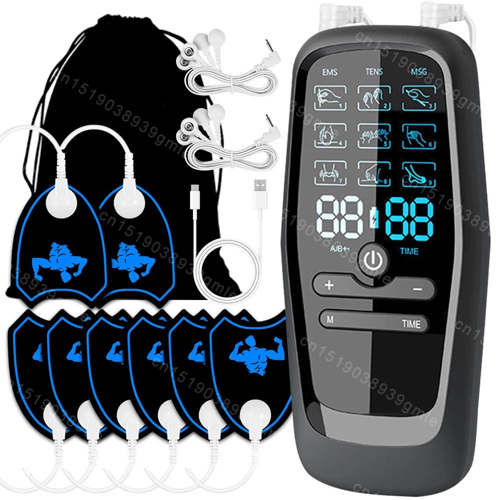 Electric 9 Modes Digital Therapy Muscle Stimulator Physiotherapy Microcurrent Tens electrostimulator EMS Pulse Body Massager - Kenner House Emporium