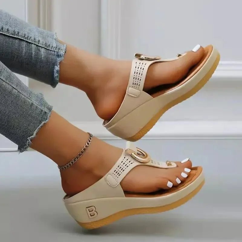 Summer Sandals Women 2025 Big Size Platform Wedges Sandals Slippers Non - Slip Open Toe Flip Flops Ladies Comfortable Beach Shoes - Kenner House Emporium
