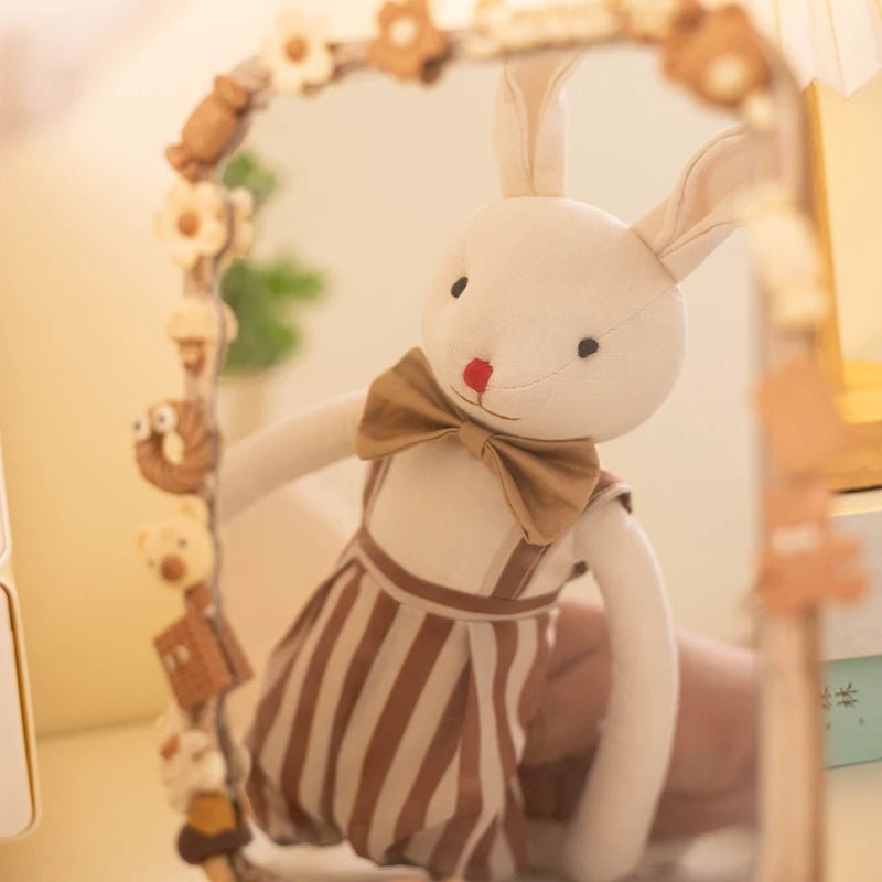 Stuffed Bunny Cloth Dress Toys Smoothing Toy for Infant Cuddling sleep doll for Girls Handmade Diversity Brown Rabbit Plushie - Kenner House Emporium