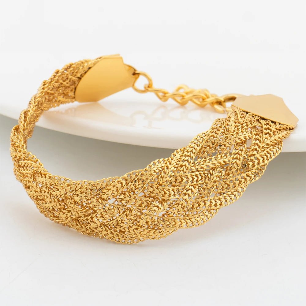 YM 10MM Woven Chain for Women Gold Plated Necklace and Bracelet 40CM Hollow Chain Dubai Africa Luxury Punk Jewellery Accessaries - Kenner House Emporium