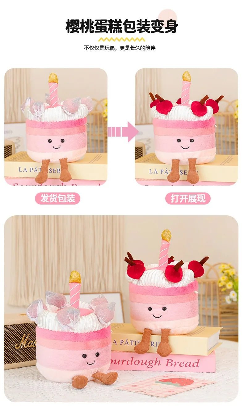 Cute JC Cartoon Cake Plush toys soft soft Doll Stuffed PP Cotton Desktop Ornament Decor Girl Collectible Birthday Surprise Gift - Kenner House Emporium