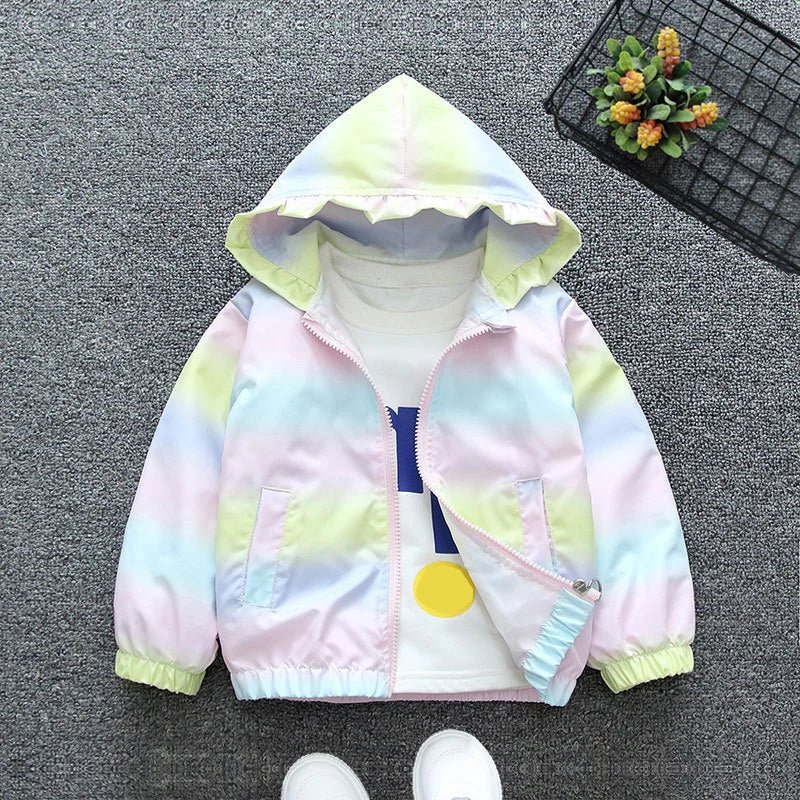 Spring Baby Girls Thin Jacket Korean Gradient Color Toddler Kids Jacket For Girls Coats Autumn Children Girls Hooded Trench Coat - Kenner House Emporium