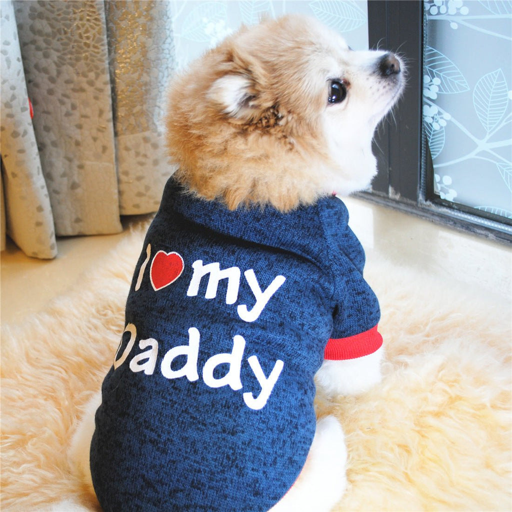 Small Dog Clothes Cute Puppy Cat Clothing Cotton T-shirt Chihuahua Pug Clothes Vest Spring Autumn Pet Costume I Love Daddy Mommy - Kenner House Emporium