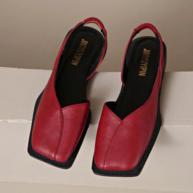 2026 Women Sandals Summer New Rear Hollow Shallow Square Head Low Heel Shoes Fashionab Comfortable Sandals - Kenner House Emporium