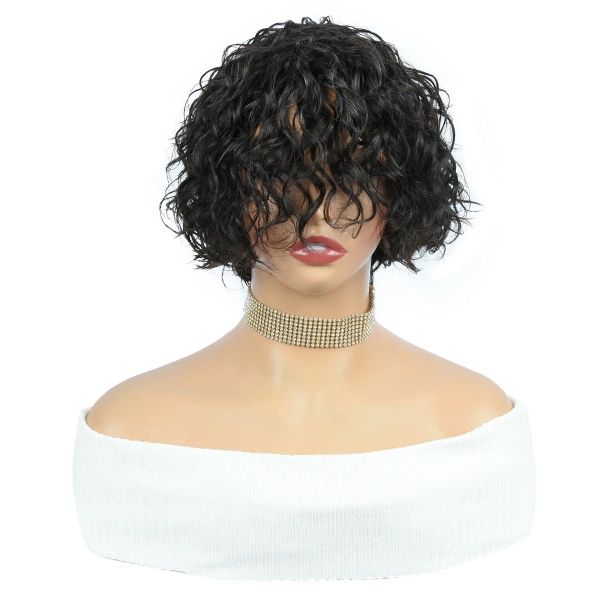 Curly Human Hair Wigs Full Machine Made Wigs For Woman Natural Color Pixie Cut Human Hair Wigs Pixie Cut Wigs HairUGo - Kenner House Emporium