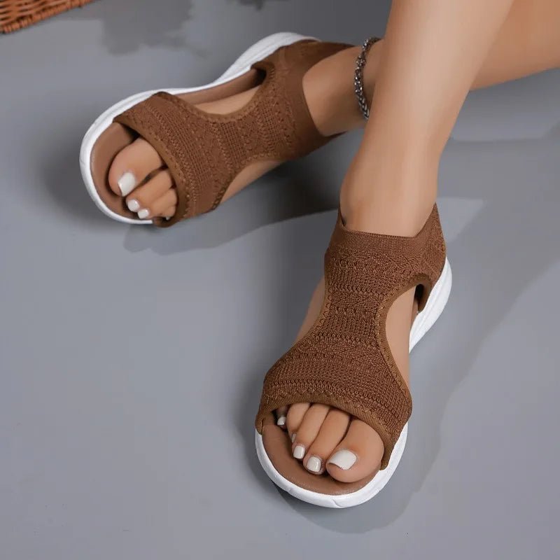 Women's Shoes 2025 Summer Comfortable Casual Sports Sandals Women's Beach Wedge Sandals Women's Mesh Knitted Roman Sandals - Kenner House Emporium