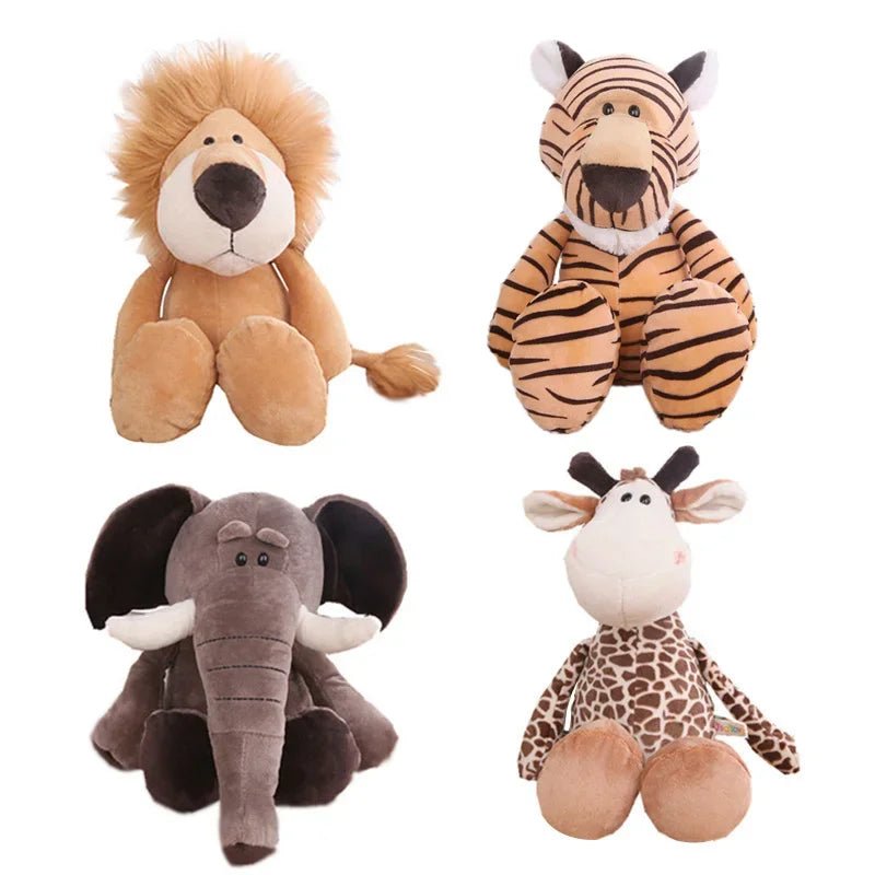 Stuffed Plush Animals Toys Soft Dolls Jungle Lion Elephant Tiger Dog Fox Monkey Deer Children Gift Kawaii Baby Kids Hobbie Toys - Kenner House Emporium