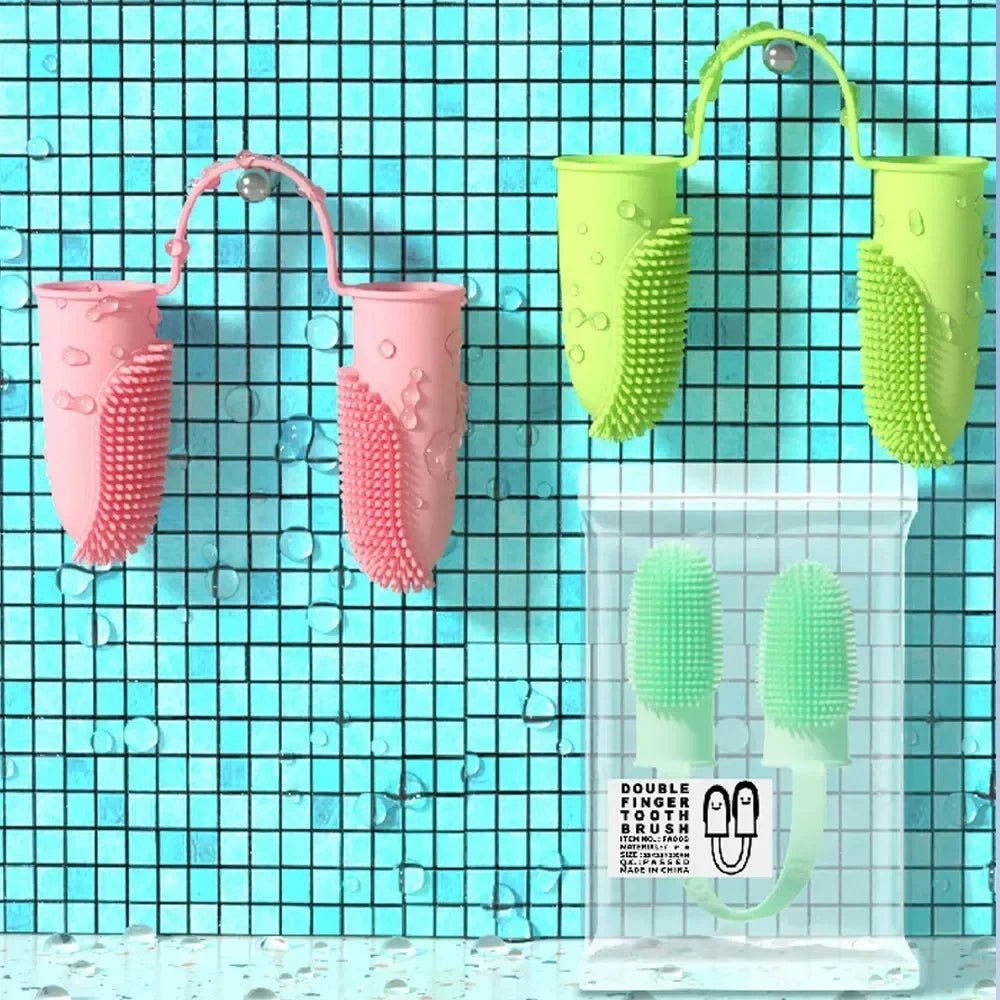 Pet Two - finger Toothbrush Dog Cat Pet Supplies Teeth Cleaning Finger Set Oral Cleaning Tools Pet Two - finger Toothbrush Dog Cat - Kenner House Emporium