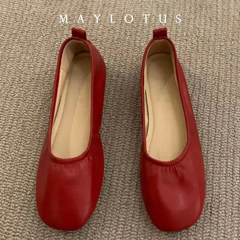 2026 Women Shoes Brand Designer Ballet Flats Woman Round Toe Japanned Leather Flats Vintage Narrow Band Loafers - Kenner House Emporium