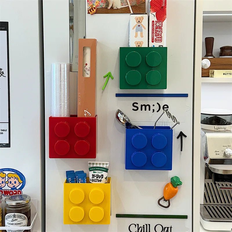 Magnetic Storage Box Building Blocks Storage Rack Kitchen No - Drill Refrigerator Magnet Storage Box Wall - mounted Container - Kenner House Emporium