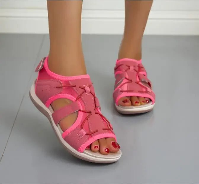 Women Fashion Women Flats Outdoor Beach Sandals Low Top Round Toe Casual Sports Comfortable Fish Mouth Opened Toe Sandals 2024 - Kenner House Emporium