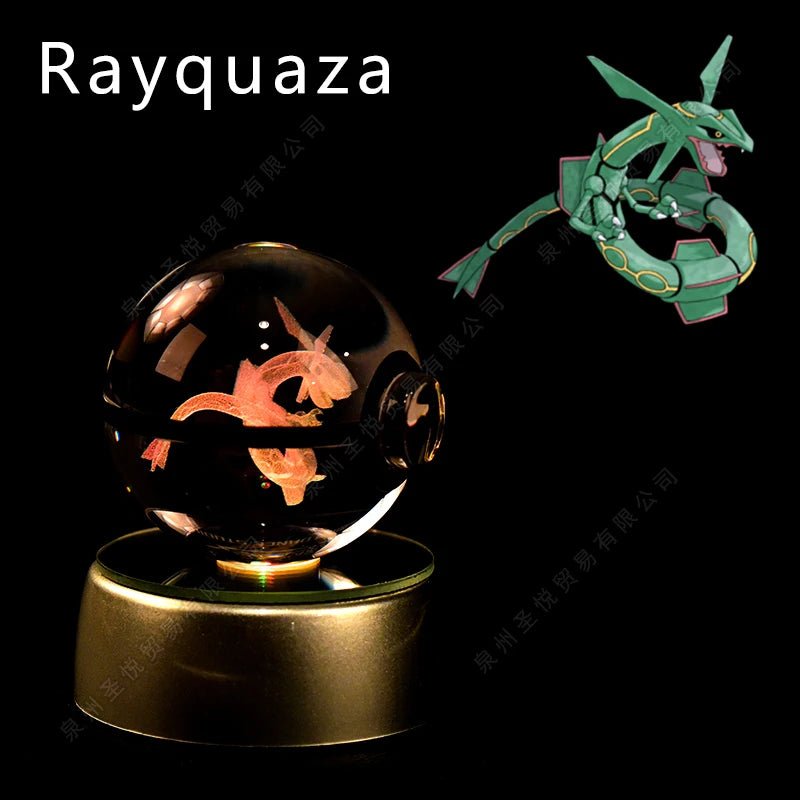 Pokemon Crystal Ball 3D Pikachu Gengar Mewtwo Night Light Lamp Pokeball 3D Glass Pokemon Crystal Ball Statue Kids Birthday Gift - Kenner House Emporium