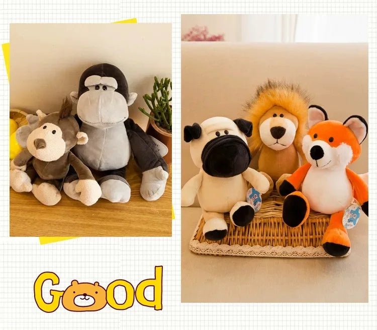 Jungle Animal Stuffed Toys Forest Animals Soft Plush Dog Zebra Elephant Lion Fox Giraffe Kid Playmate Doll Christmas Gifts - Kenner House Emporium