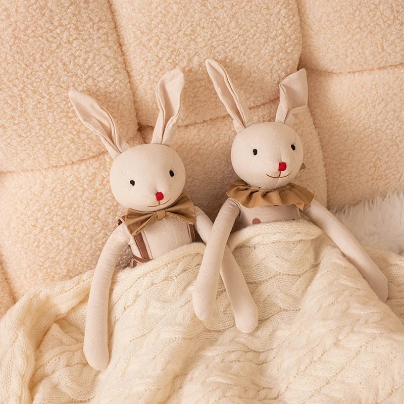 Stuffed Bunny Cloth Dress Toys Smoothing Toy for Infant Cuddling sleep doll for Girls Handmade Diversity Brown Rabbit Plushie - Kenner House Emporium
