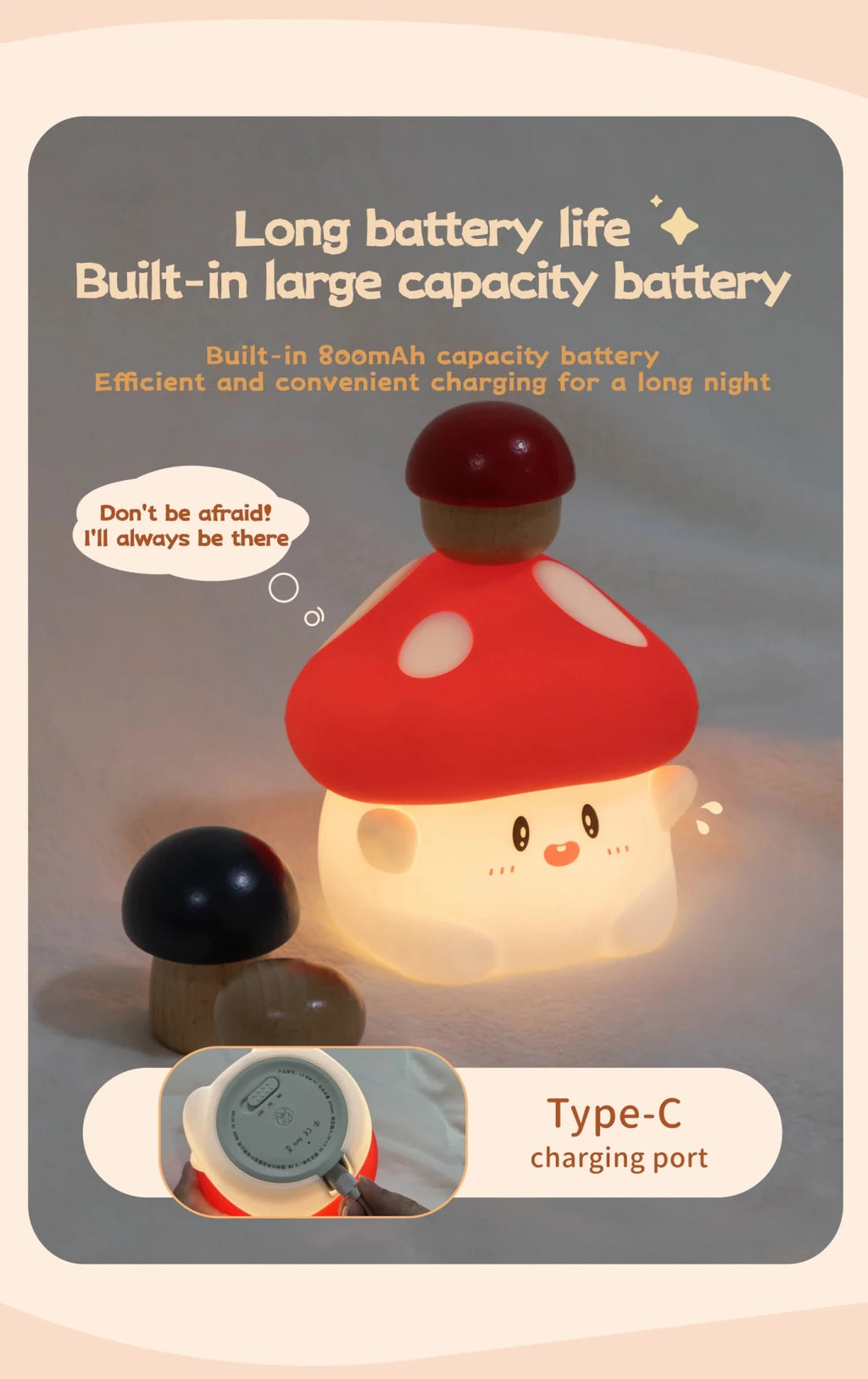 Mushroom Night Light LED Rechargeable USB Table Lamp Desk Room Decoration Baby Nursery Kids Birthday Gift Animal Pumpkin Lantern - Kenner House Emporium